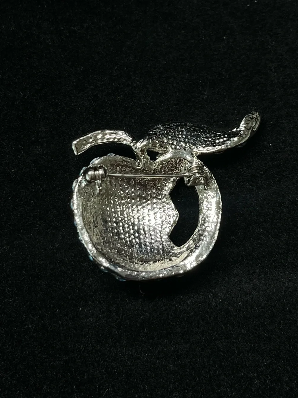 Blue Rhinestone Apple Brooch Pin